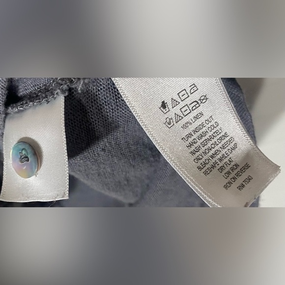 Adrienne Vittadini Club Monaco Classic Gray Long Sleeve Shirt, Sz S, 100% Linen - Picture 5 of 6